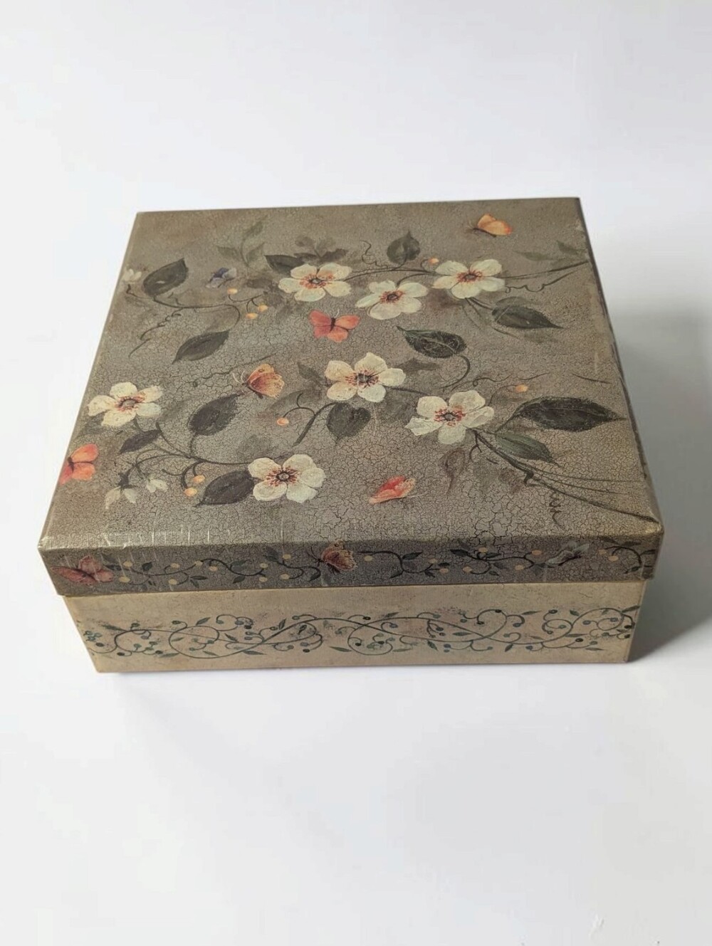 Vintage 2002 Bob's Boxes Primitives Summer Sunshine Floral Jewelry Keepsake Box